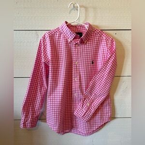 POLO RALPH LAUREN Big Boys' Plaid Button-Down Long-Sleeve Poplin Shirt EUC